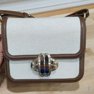 Maje Cream and Brown Crossbody Bag